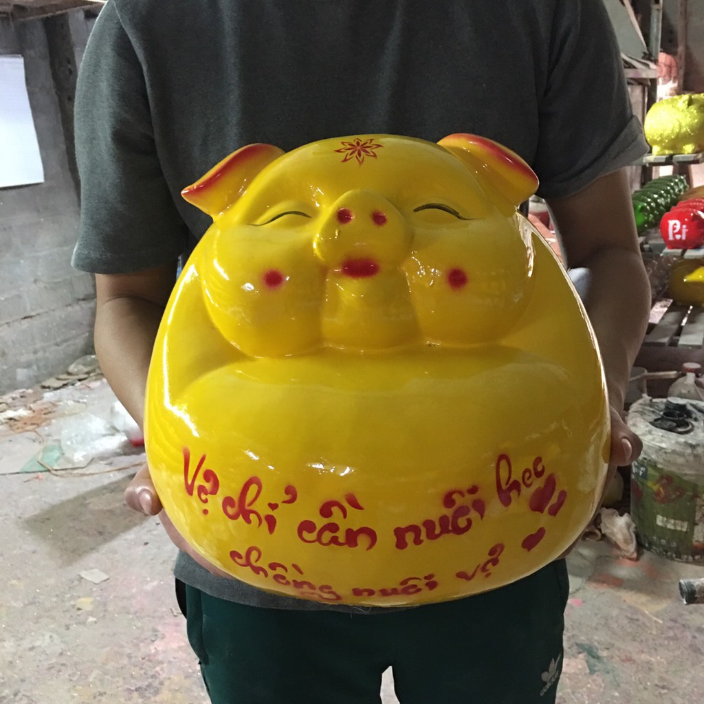 Lợn đất bụng phệ Siêu to lợn đất tiết kiệm Free viết chữ theo yêu cầu