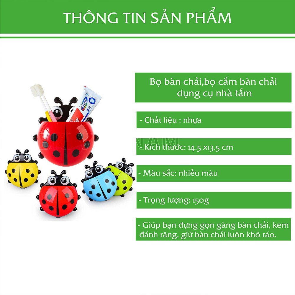 Dụng Cụ Để Bàn Chải Đánh Răng Treo Tường Hình Con Bọ Gắn Tường Tiện Lợi