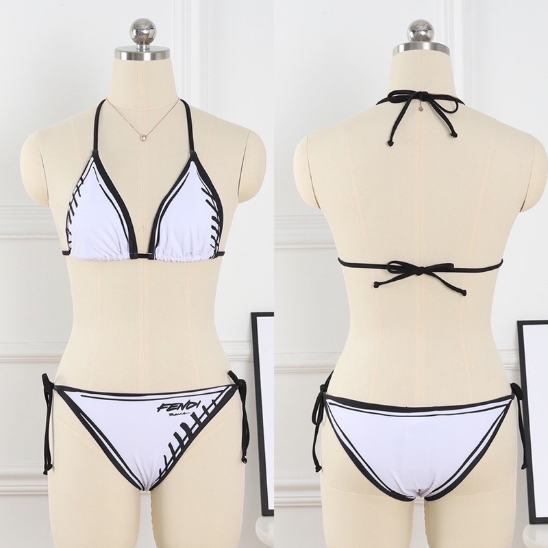 [BKN804] &lt;BRAND&gt; SET BIKINI TRIANGLE FD TRẮNG VIỀN ĐEN
