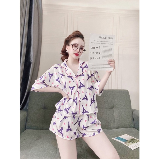 Đồ bộ pijama đùi, form Croptop siêu cưng💕💕, chất lụa rất mềm mịn🍏🍎🍊