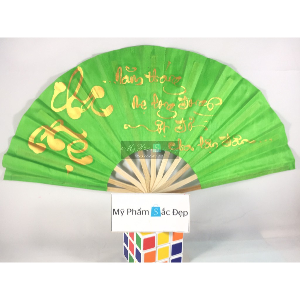 Quạt lụa cầm tay thư pháp loại nhỏ