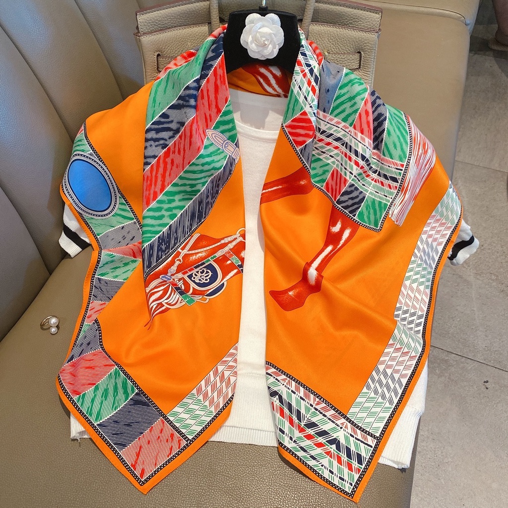 Khăn Choàng Lụa Thời Trang Thu Đông 90x90 Cm Cho Nữ