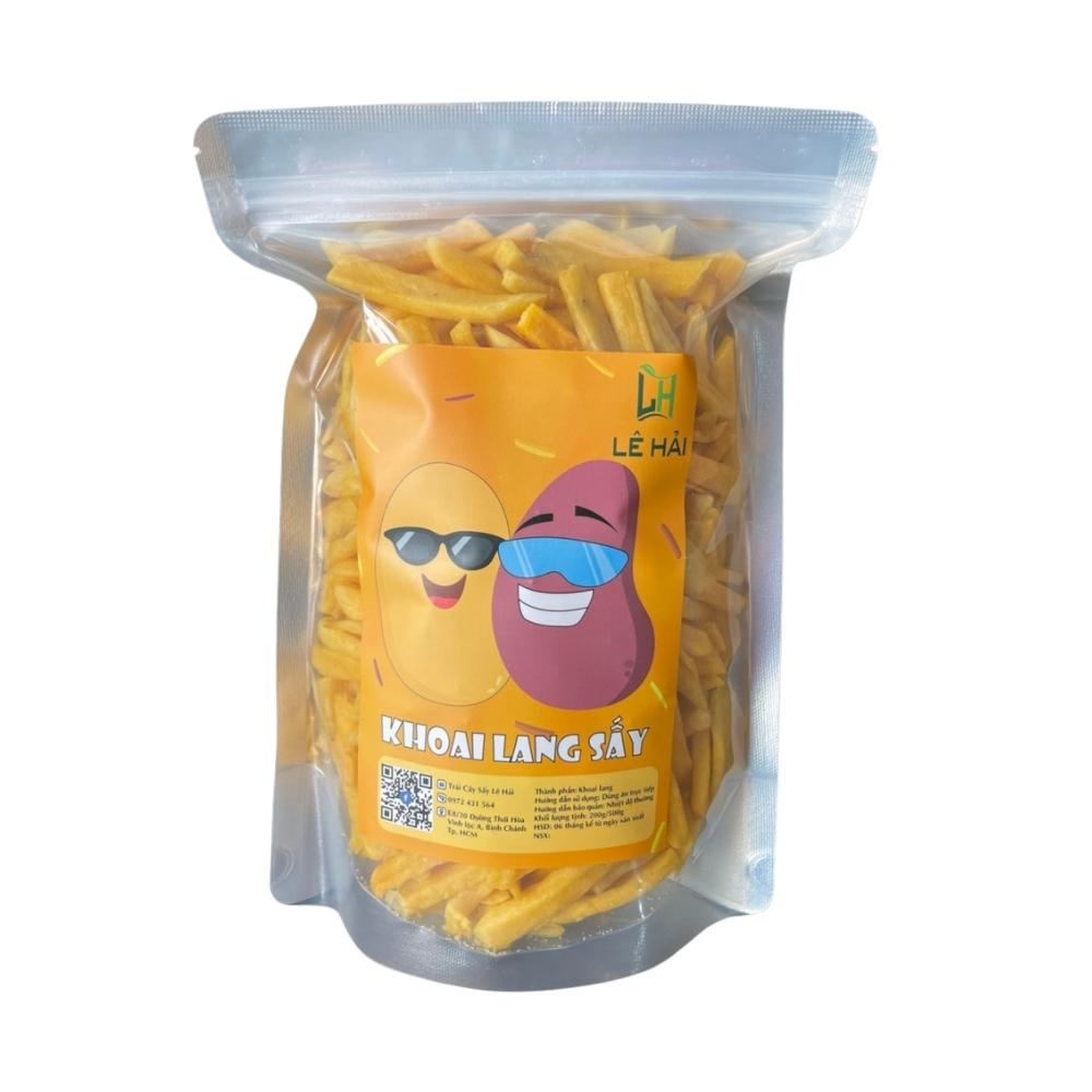 Khoai lang vàng sấy giòn 500g Lê Hải hàng nguyên sợi, không đường, giòn ngọt tự nhiên