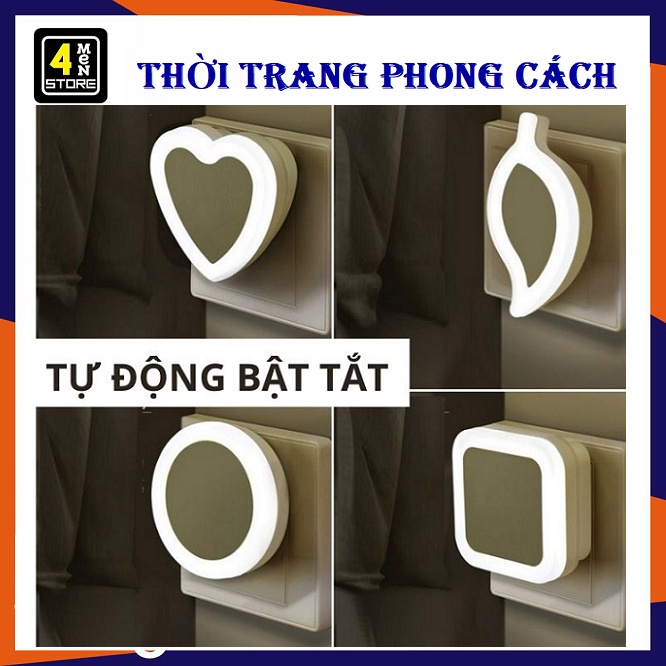 Đèn ngủ cảm ứng led cảm biến ánh sáng tự động bật tắt hình Vuông dễ thương cắm điện trực tiếp, đèn decor phòng ngủ mini