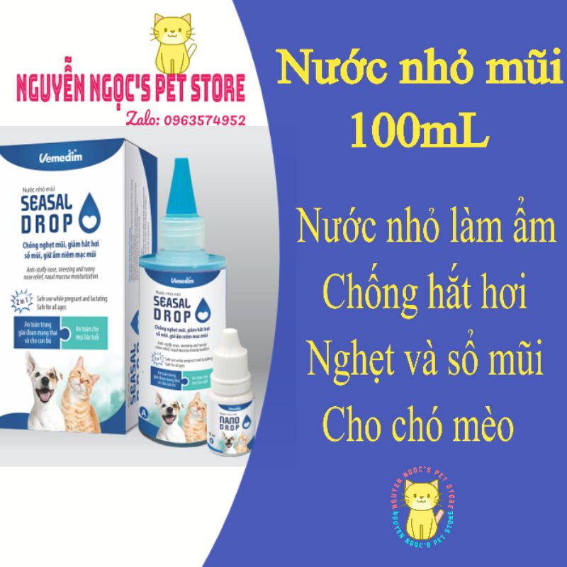 Seasal Drop - Nước nhỏ mũi giữ ẩm niêm mạc mũi dùng cho chó mèo