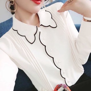 Áo sơ mi voan mỏng dáng rộng màu sắc đơn giản thanh lịch cho nữ