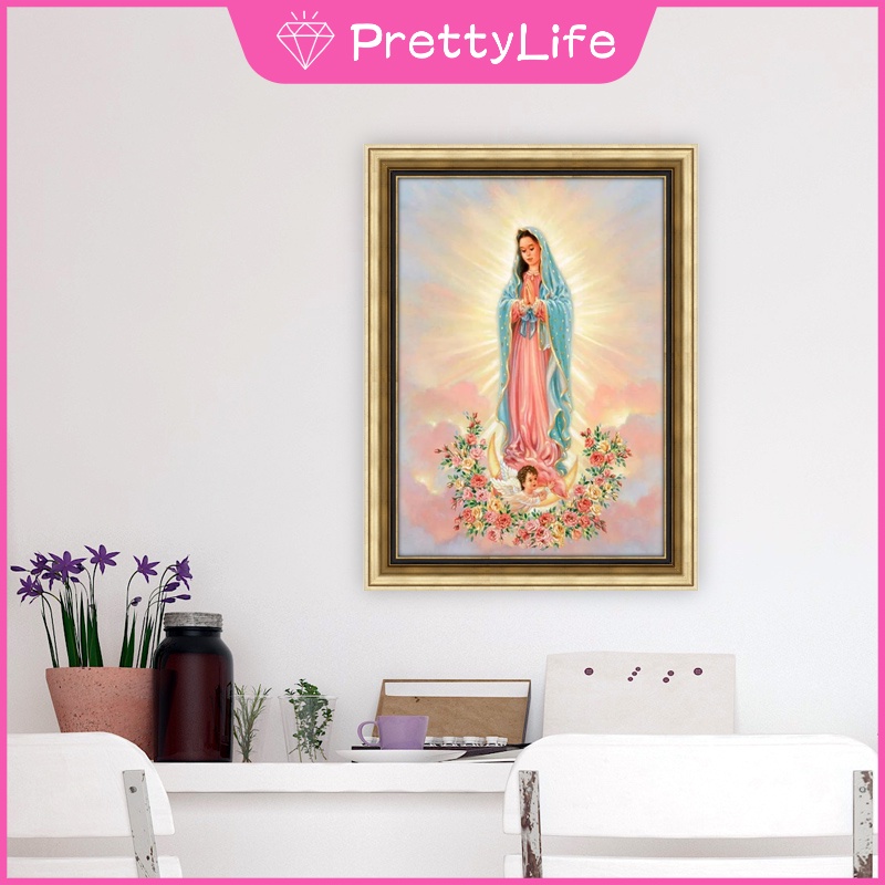 Bộ tranh đính đá 5D tự làm hình Đức Mẹ Mary 30x40cm/40x50cm