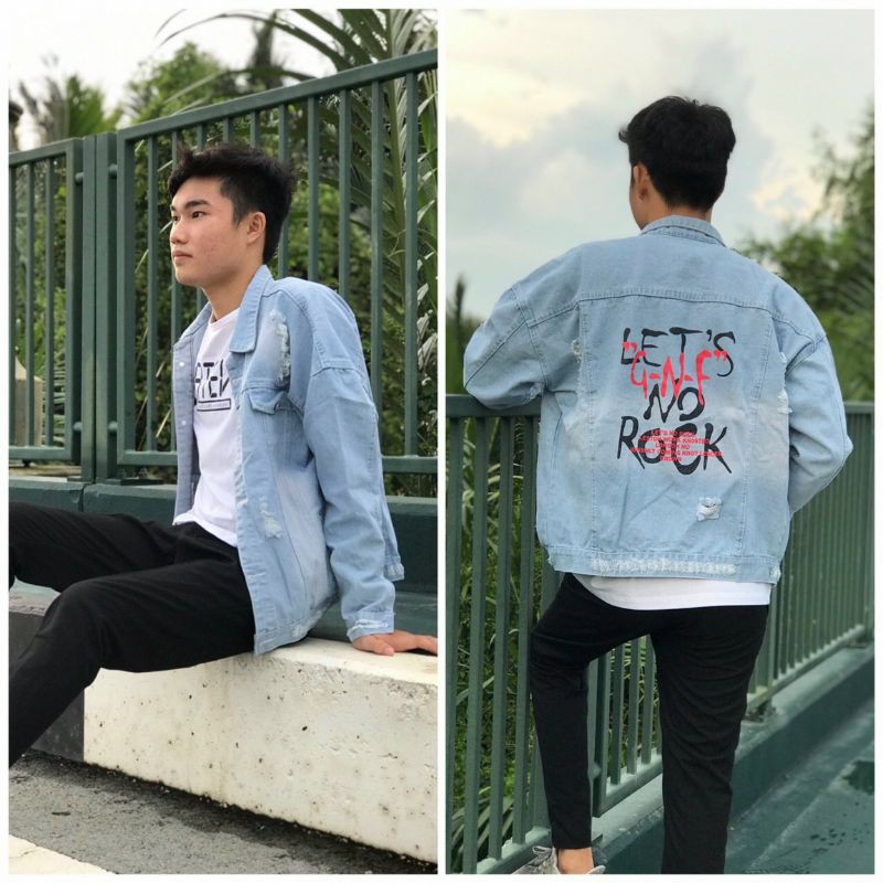 Áo khoác jean nam Bạch Dương thêu sau lưng R cực đẹp hàng loại 1