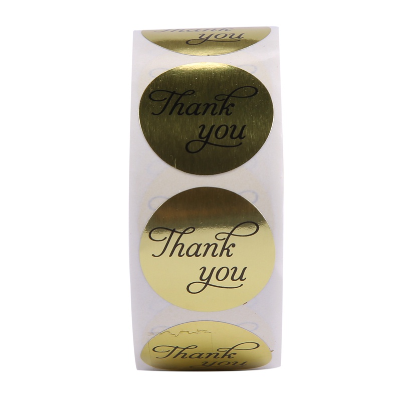 Cuộn 500 Nhãn Dán Giấy Vàng Tròn 1 Inch In Chữ Thank You