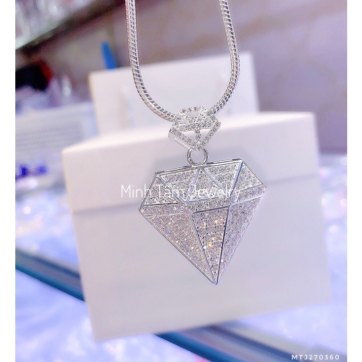 Mặt dây chuyền nam hình viên kim cương bạc ta,Bộ dây chuyền bạc nam hình kim cương-Minh Tâm Jewelry