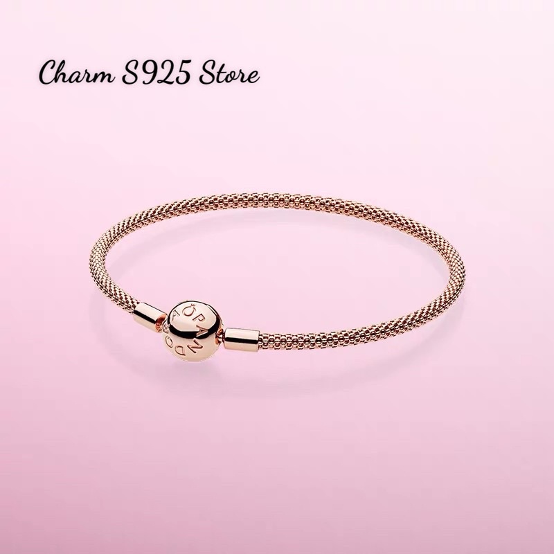 Vòng tay pan.do.ra trơn cơ bản vàng hồng bạc s925 cao cấp