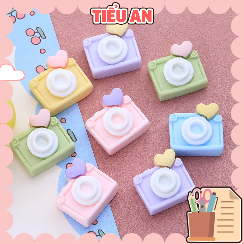 Charm (C628) slime/ Dụng Cụ Charm Trang Trí [Ko Keo &amp; Nút] Máy Chụp Hình Kèm Trái Tim (2x2cm)