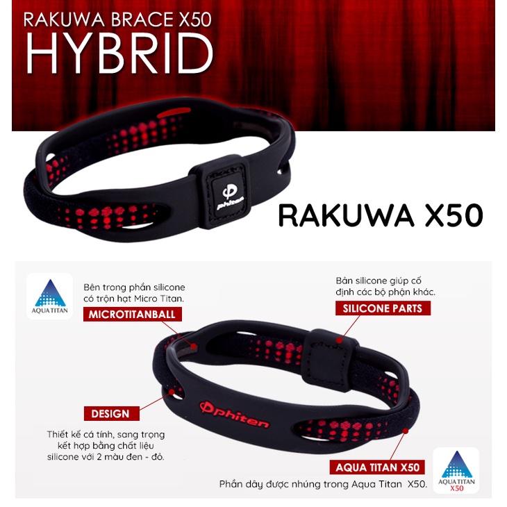 Vòng tay Phiten Rakuwa X50 hybrid