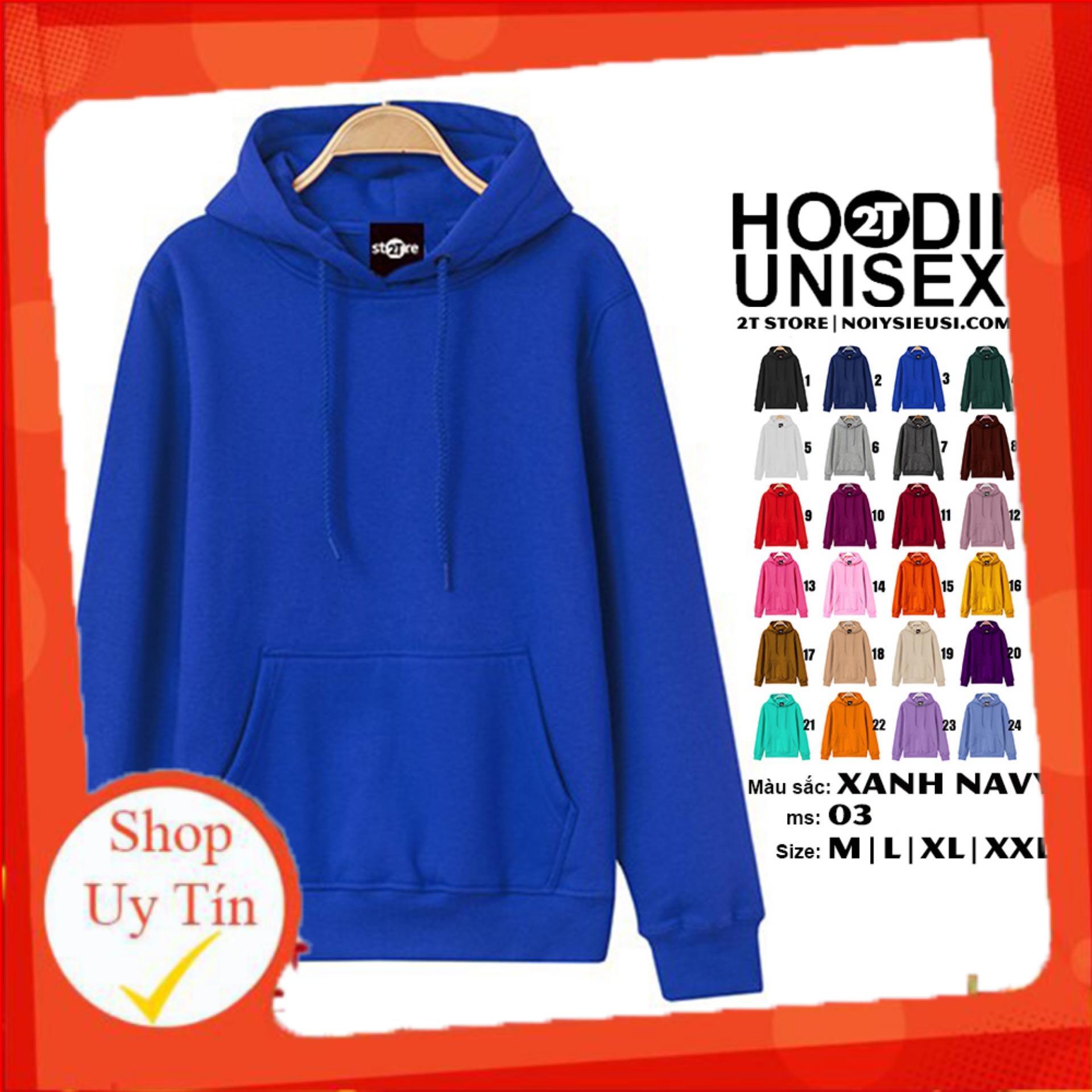 [HOT] Áo Khoác Nỉ Bông Hoodie Trơn Unisex  - Nón May Đắp 2 Lớp - Xỏ Ngón Cái (Xanh Navy)