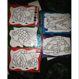 Tranh tô màu 2 mặt ( cọ + màu )