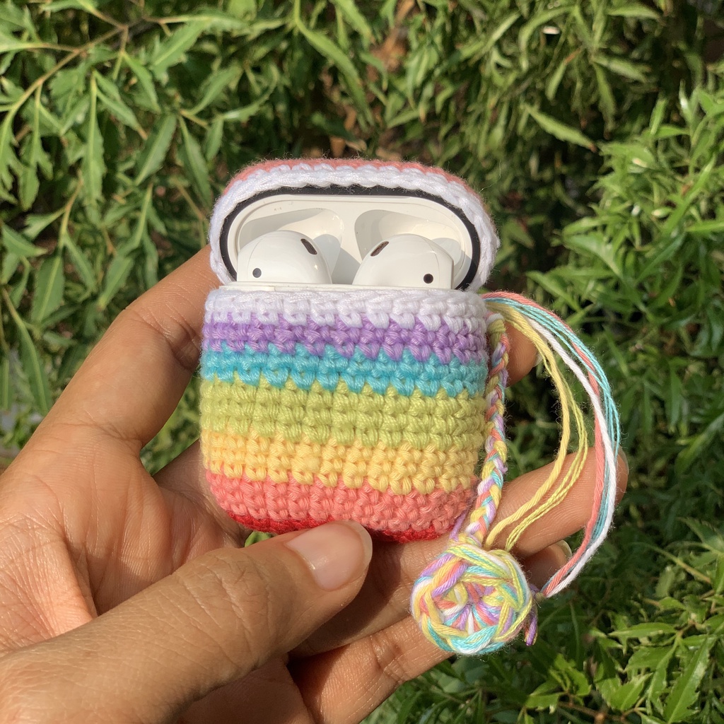 Case airpod 1,2,pro bằng len/ Ốp bảo vệ tai nghe bằng len Rainbow Gen XYZ