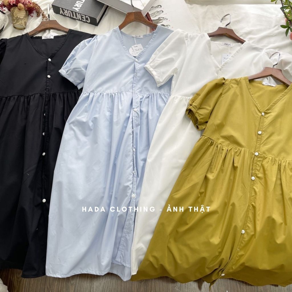 Váy đầm babydoll dáng dài Hada, chất liệu thô mềm có lớp lót dưới phong cách Hàn Quốc - V06