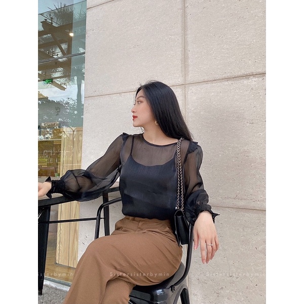 SISTERSISTER - Áo kiểu tơ óng Ruffles top