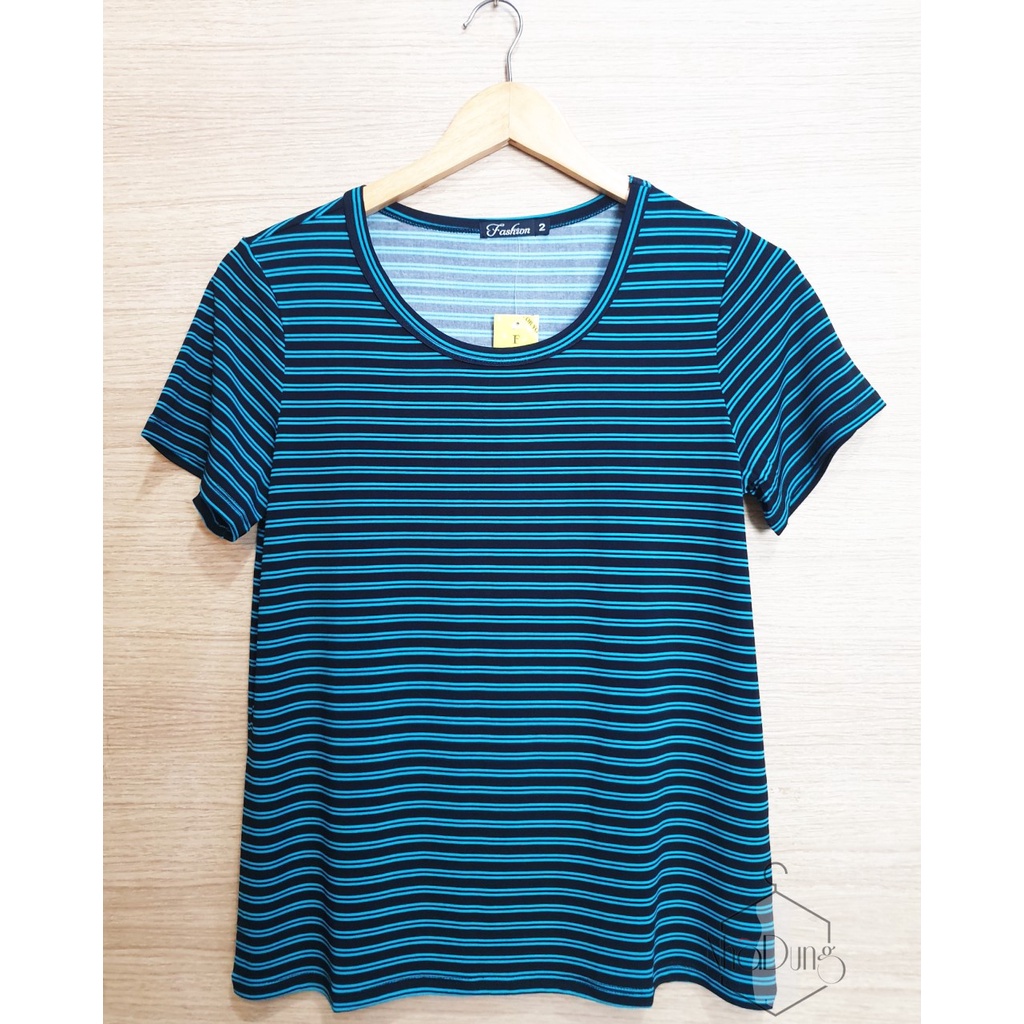 Áo thun nữ sọc ngang vải thun cotton co giãn 4 chiều siêu mềm siêu mát dưới 75kg