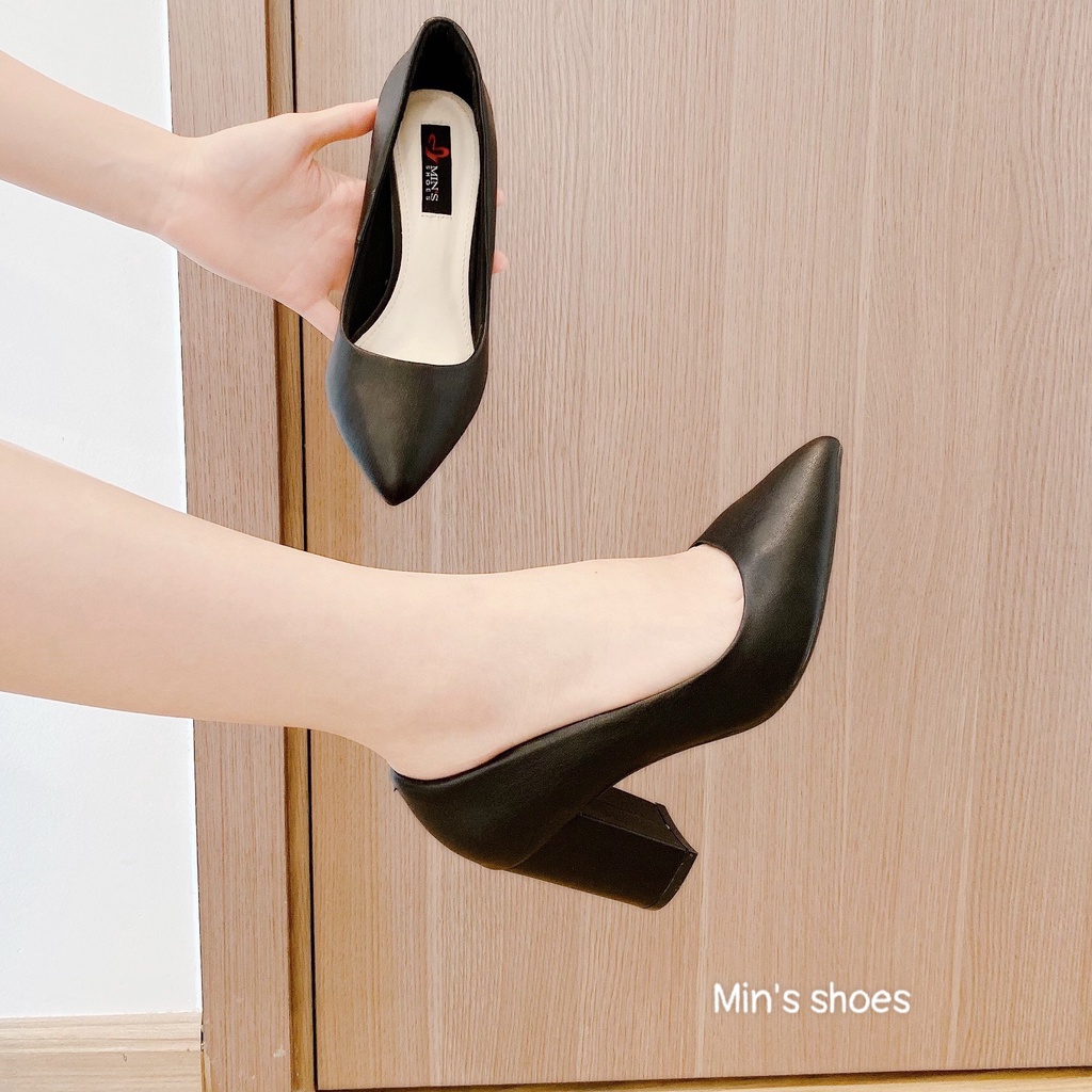 Min's Shoes - Giày Gót Vuông Da Thật V199