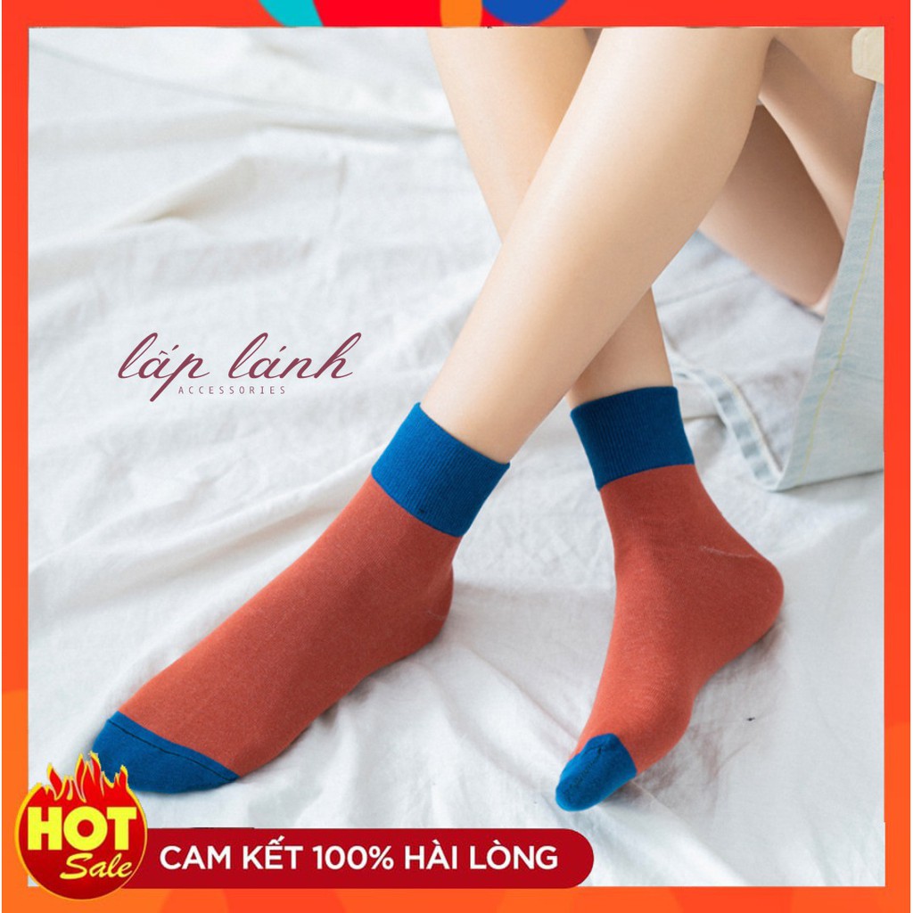 TẤT VỚ CỔ CAO PHỐI 2 MÀU PHONG CÁCH RETRO NEON ĐỘC LẠ QUÀ TẶNG TÌNH YÊU Ý NGHĨA VALETINE VO005