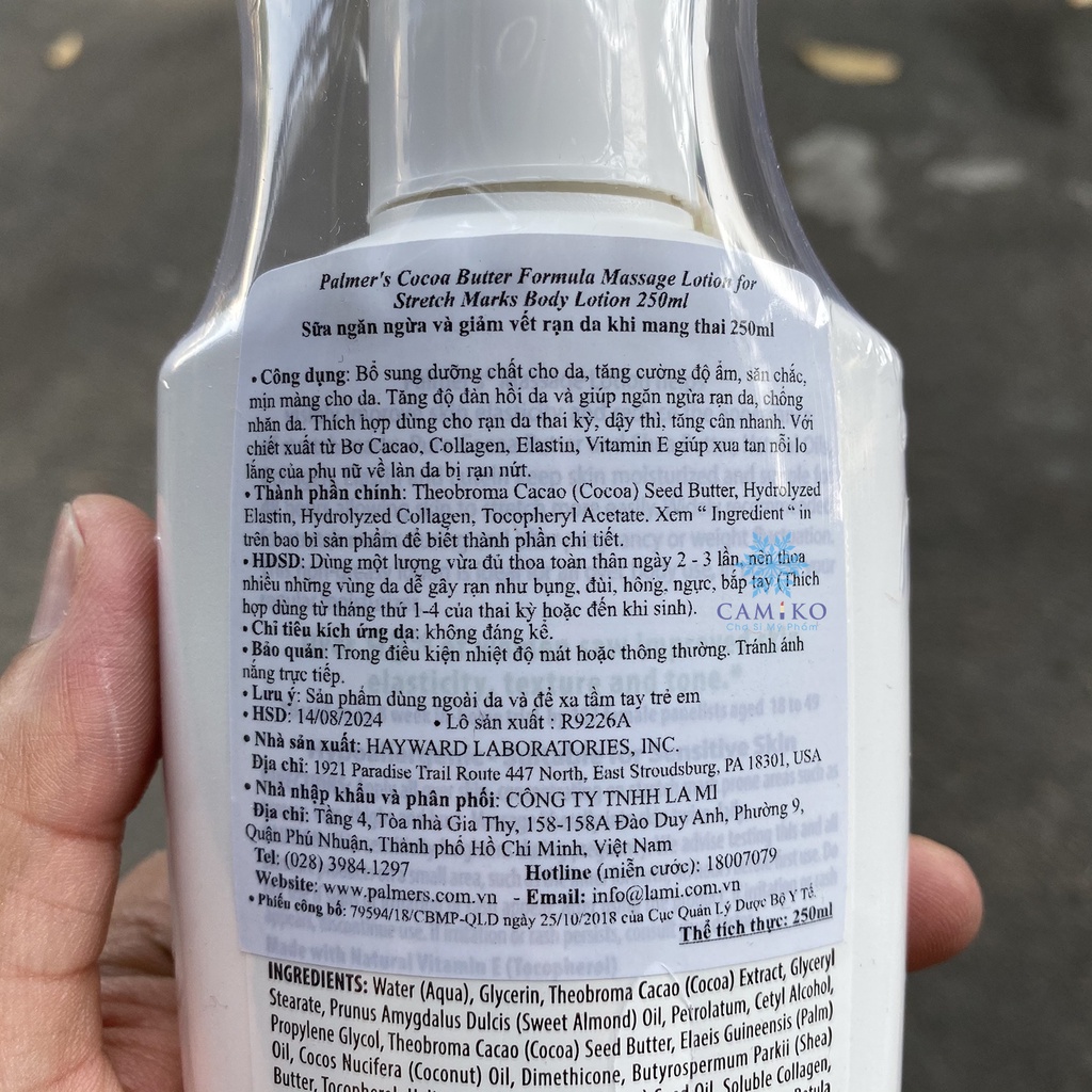 Lotion giảm vết rạn khi mang thai, lên cân Palmer's Cococa Butter Massage Lotion For Stretch Marks 250ml