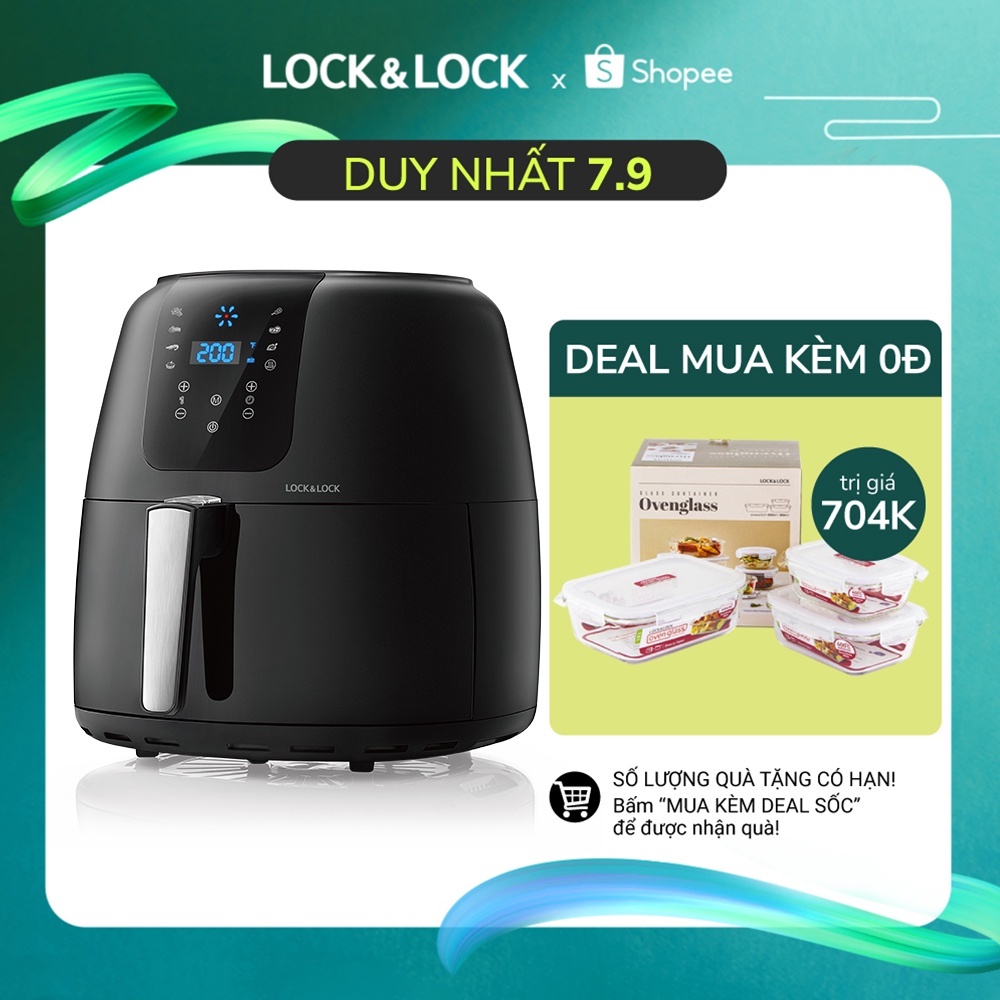 Nồi Chiên Không Dầu Lock&Lock Super Jumbo Plus Air Fryer 7.2L Màu đen EJF296BLK