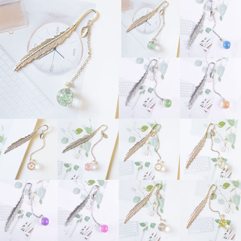 Thẻ đánh dấu sách bằng kim loại hình lông vũ phong cách Trung Hoa