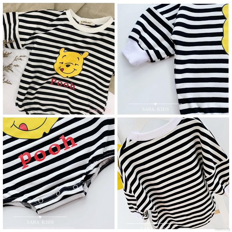 Bộ áo liền quần dài tay sọc ngang cho bé trai và bé gái