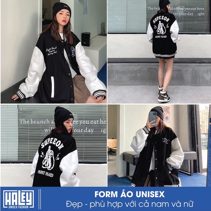 Áo bomber khoác Nam Nữ Unisex HALEY Street Wear Phong Cách Hàn Quốc Chất Nỉ Cao Cấp mã BB06 Không Xù Đủ Màu Dễ Phối Đồ