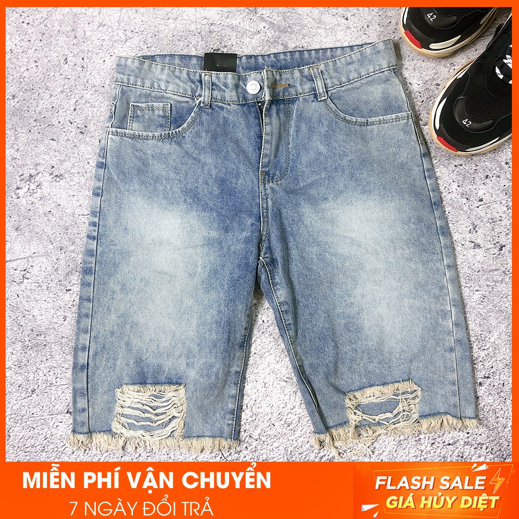 [Size Âu] Quần short jean nam rách [ảnh thật]