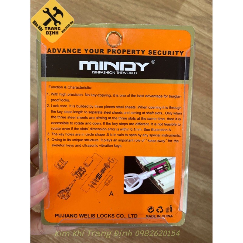 Ổ khoá chống cắt bằng đồng Mindy 40mm Chính Hãng