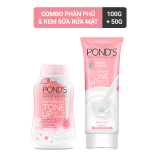 Combo kem sữa rửa mặt Pond's White Beauty 100g và phấn phủ nâng tông Pond's White Beauty 40g