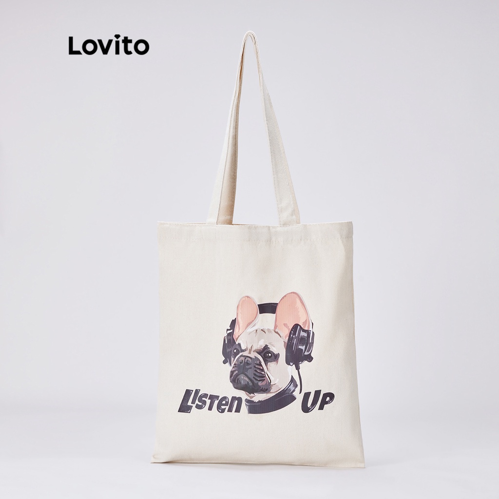 Túi tote đeo vai Lovito In đồ họa Vải canvas hỗn hợp cotton có trọng lượng nhẹ Bình thường L30BA11 (1/2/3/4/5)