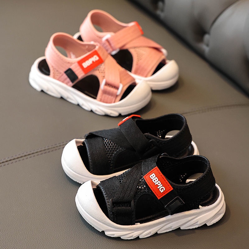 Giày Sandal Thể Thao Mùa Hè Đế Dày Hở Ngón Quai Dán Chống Trượt Cho Bé Trai