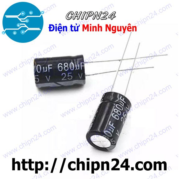 [5 CON] Tụ hóa 680uF 25V 10x17mm)