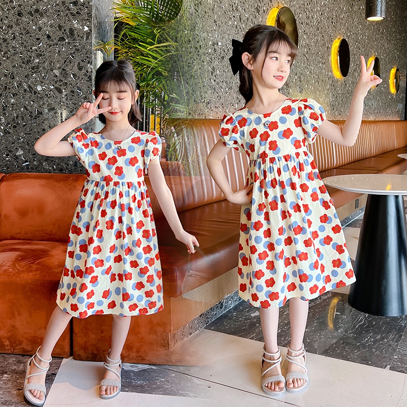 VL91 Size110-160 (15-40kg) Đầm bé gái, kiểu dáng công chúa Thời trang trẻ Em hàng quảng châu