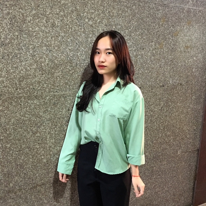 Áo sơ mi nữ infinity trơn 1 túi về đủ 3 màu hồng, xanh, trắng phong cách hàn quốc, TONGKHOQUANAONU