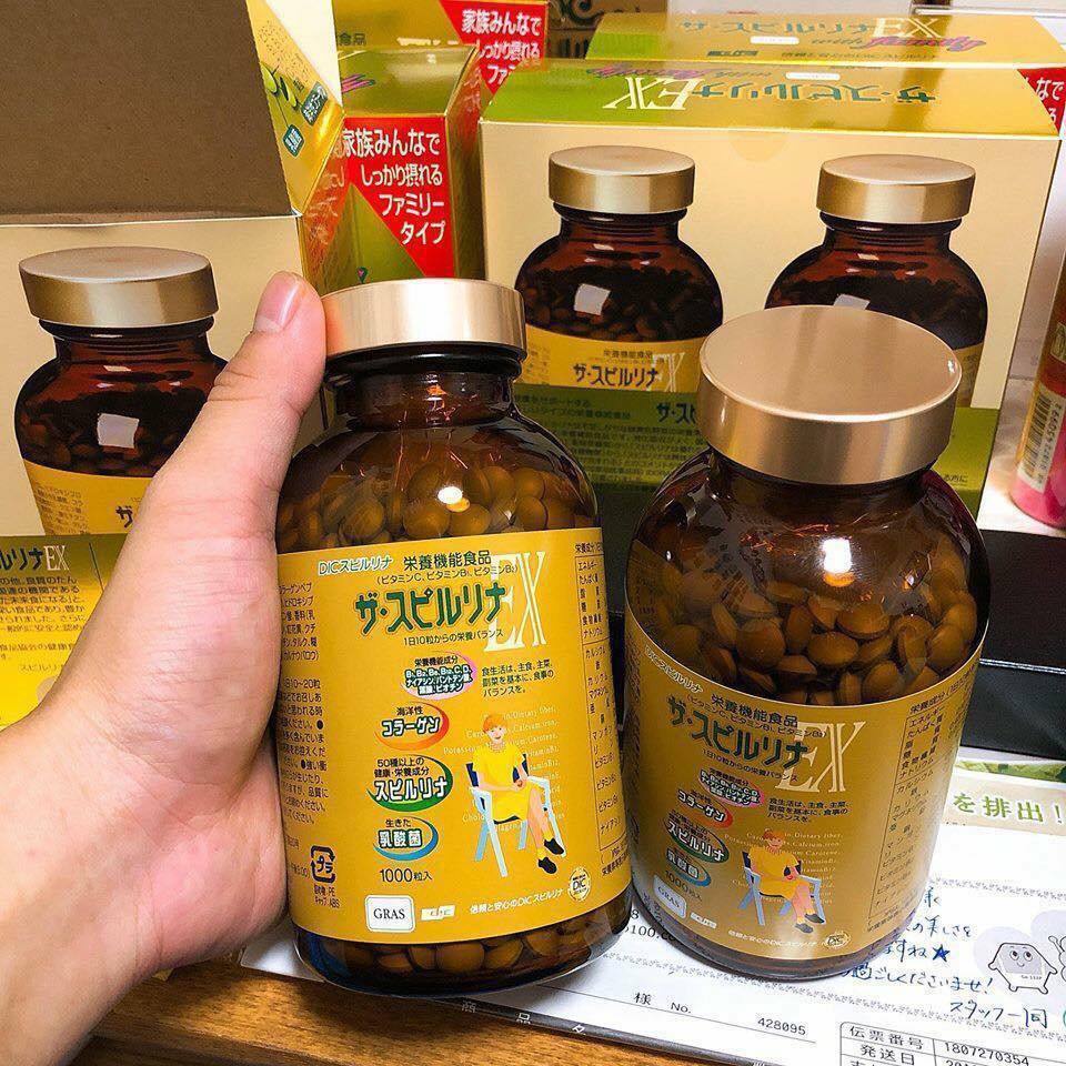 Tảo vàng Spirulina EX Nhật Bản (1 set 2 lọ, mỗi lọ 1000 viên) [02/26]