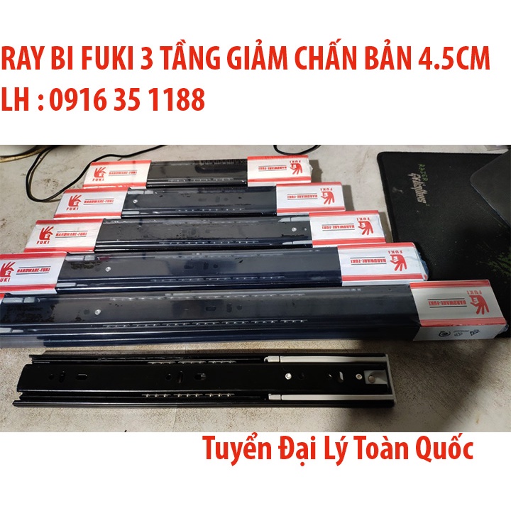 Ray trượt FUKI chính hãng hàng có giảm chấn bản rộng 4.5mm