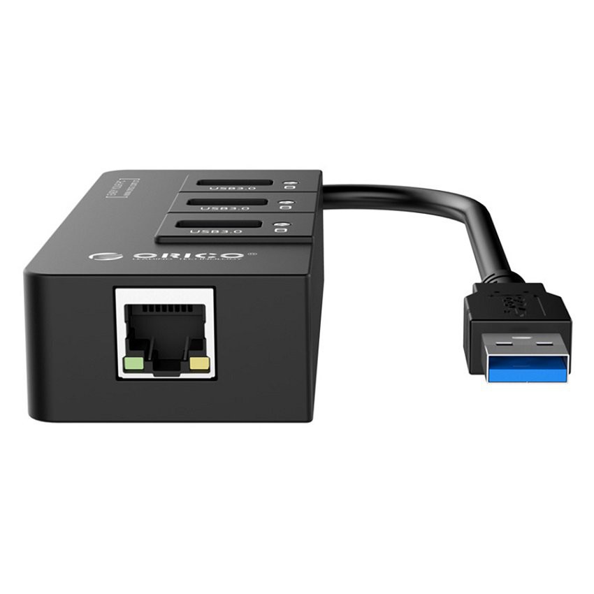 Hub Usb Chia 3 Cổng USB 3.0 Và 1 Cổng Lan 1000Mbps Orico HR01-U3