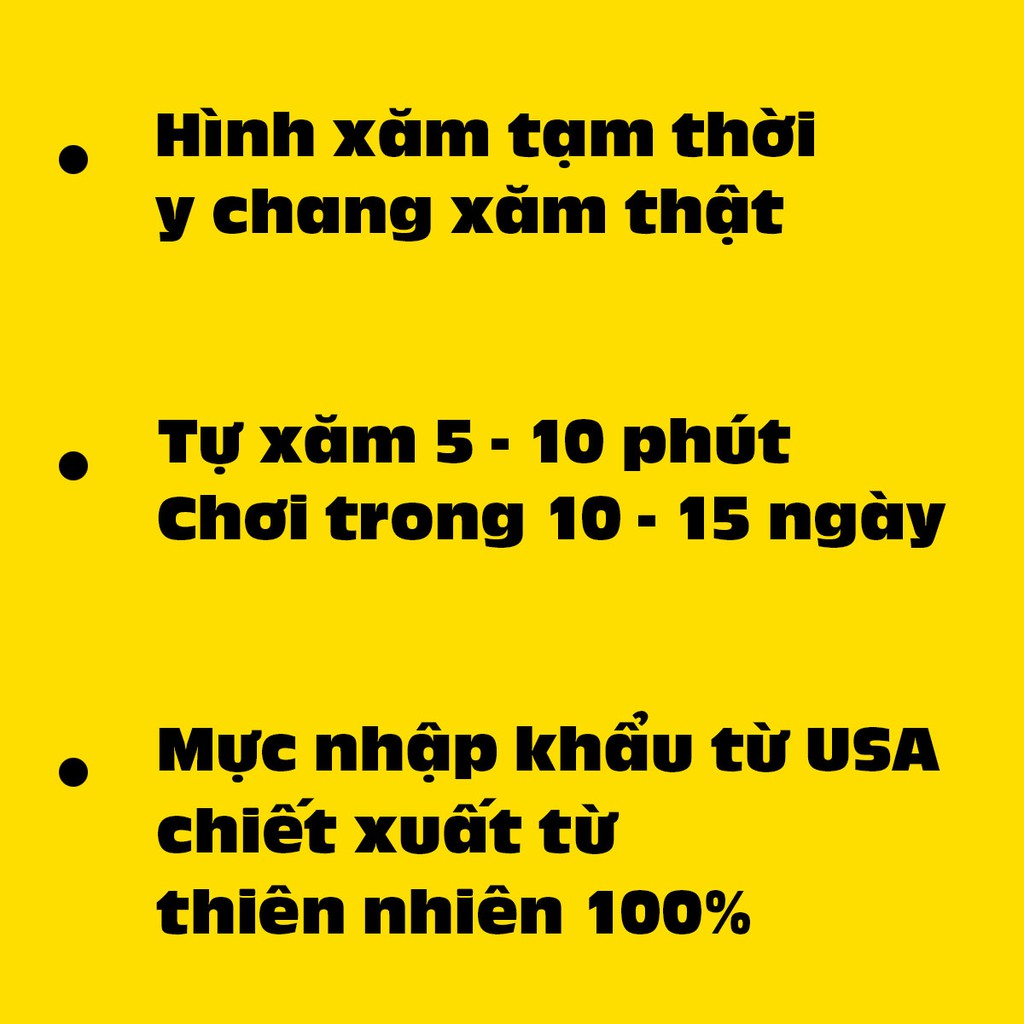 💛 [Chủ đề Ấn Tượng] 💫 Hình xăm tạm thời Inkaholic 15 ngày, mực xăm 100% thành phần tự nhiên và chống nước