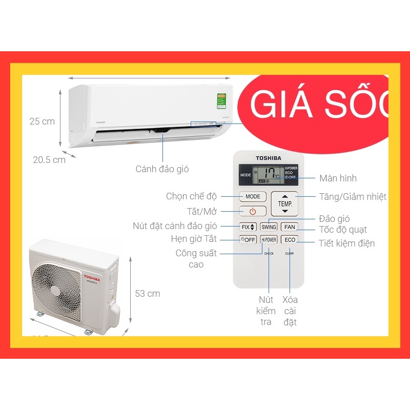 MÁY LẠNH TOSHIBA  INVERTER MỚI 90%