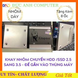 Khay chuyển Từ hộc HDD 3.5 ra 2.5 để gắn SSD- Khay Sắt- Màu Bạc