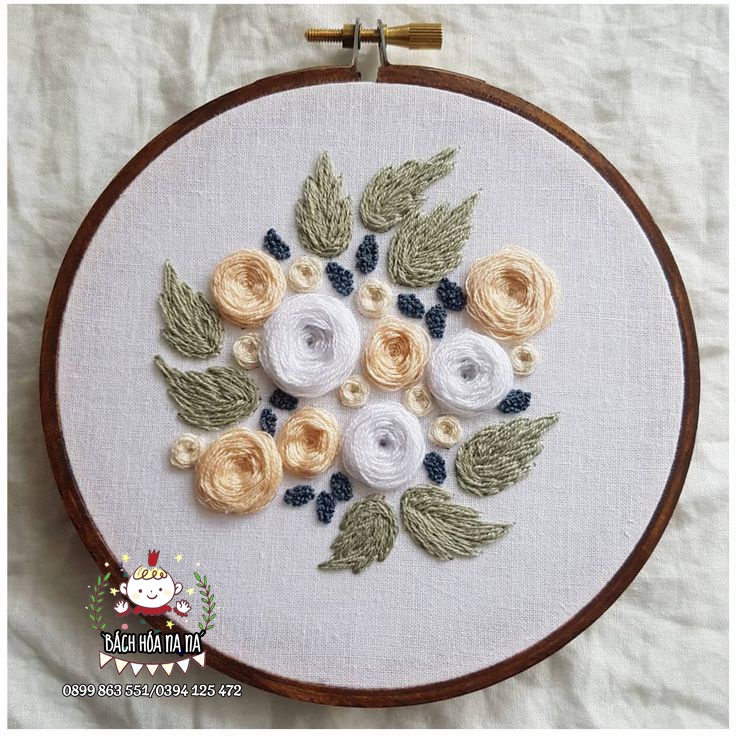 Kit Thêu Tay Tranh Hoop Hoa trang trí DIY Handmade Phong cách Trang Nhã Hàn Quốc Nguyên Liệu Thêu - Bách hóa Na Na