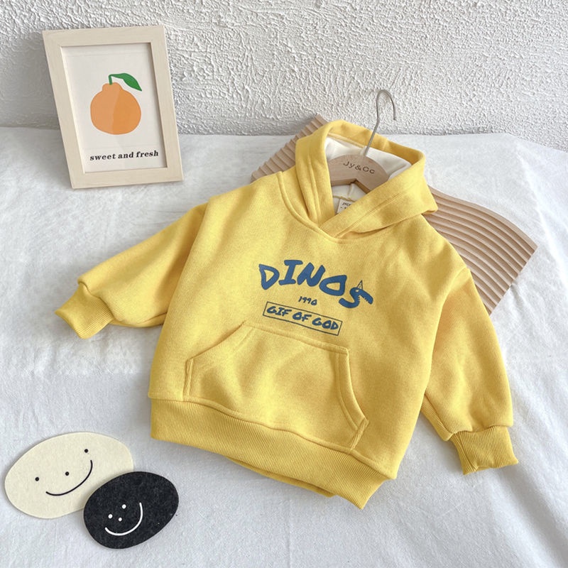 Áo hoodie lót nhung dày in họa tiết thời trang Hàn Quốc cho bé