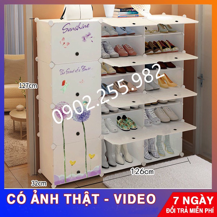 [NHIỀU LỰA CHỌN] TỦ NHỰA ĐỂ GIÀY DÉP LẮP GHÉP THÔNG MINH  (chia ô) CẨM TÚ CẦU