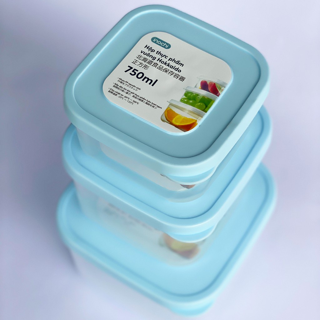 Set 4 hộp đựng thực phẩm Inochi vuông 750ml (hkm dalatmilk)