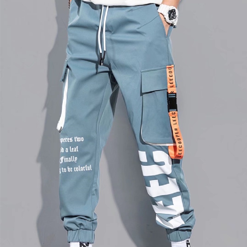 Quần ống rộng nhiều túi màu sắc phong cách đường phố Hong Kong chất lượng cao cho nam size S-5XL