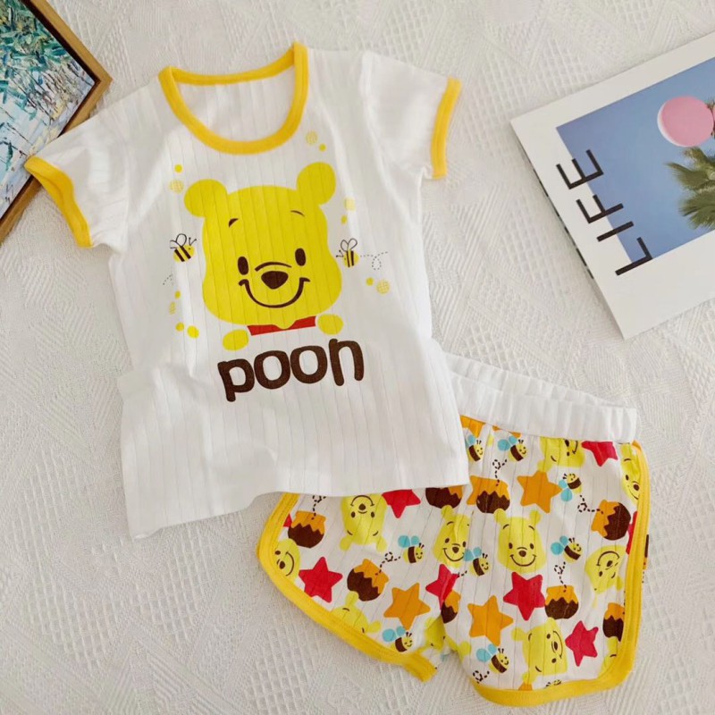 Set Áo Thun Tay Ngắn &amp; Quần Short Cho Bé Gái